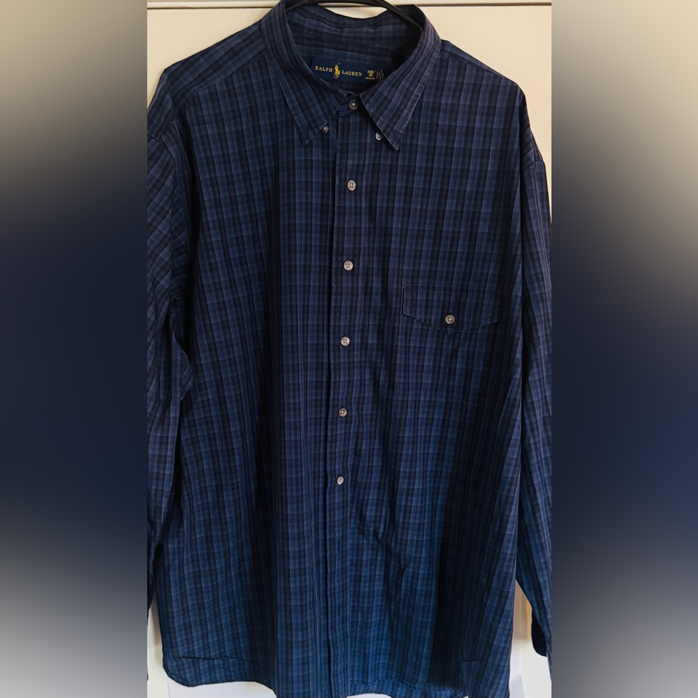 Ralph Lauren Navy and Black Plaid Button-Down Shirt